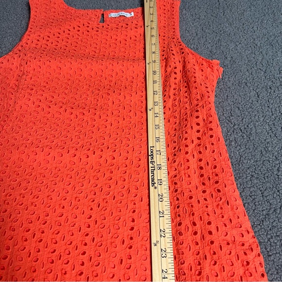Alfred Sung Women's Orange Crewneck Sleeveless Square Eyelet Shift Dress Size 16 - Picture 8 of 12